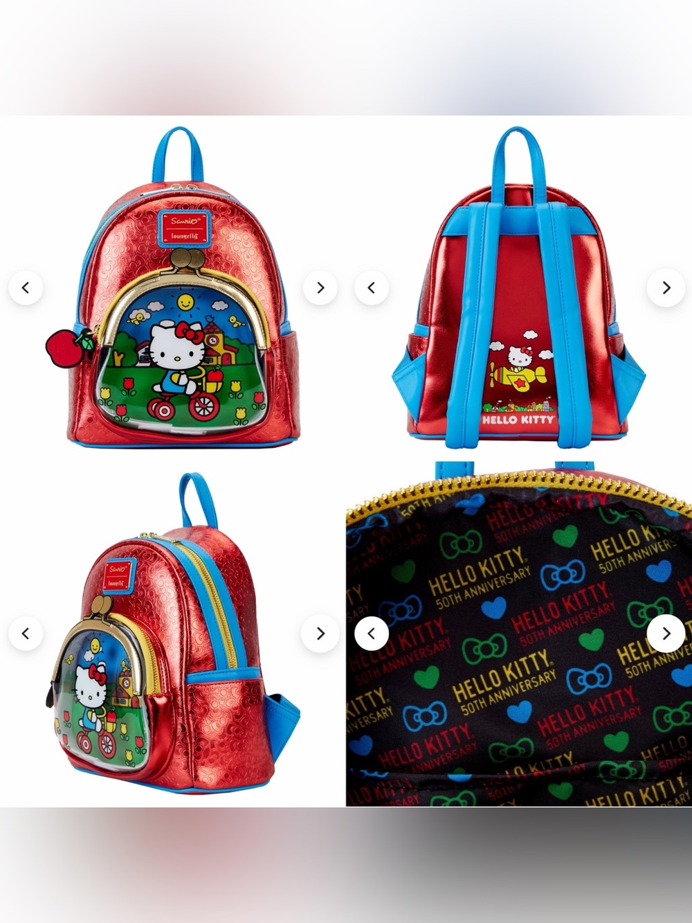 NWOT Loungefly Sanrio Hello Kitty 50th Anniversary Coin Bag Metallic Backpack